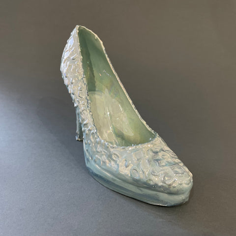 Blue-Green Lustre Ceramic Shoe