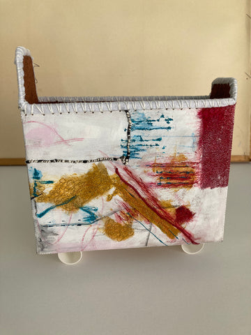 'Crossing Boundaries' textile vessel stitched by hand and machine.