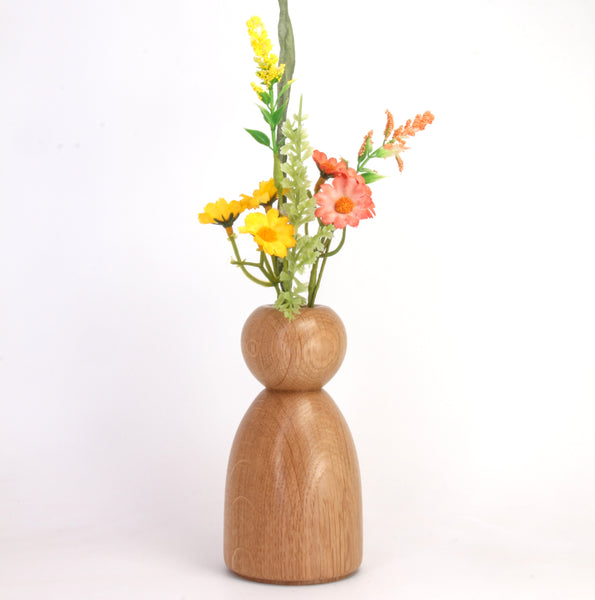 English Oak Wooden Vase (dry flowers only)