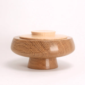 English Oak and Sycamore Pedestal Lidded Container