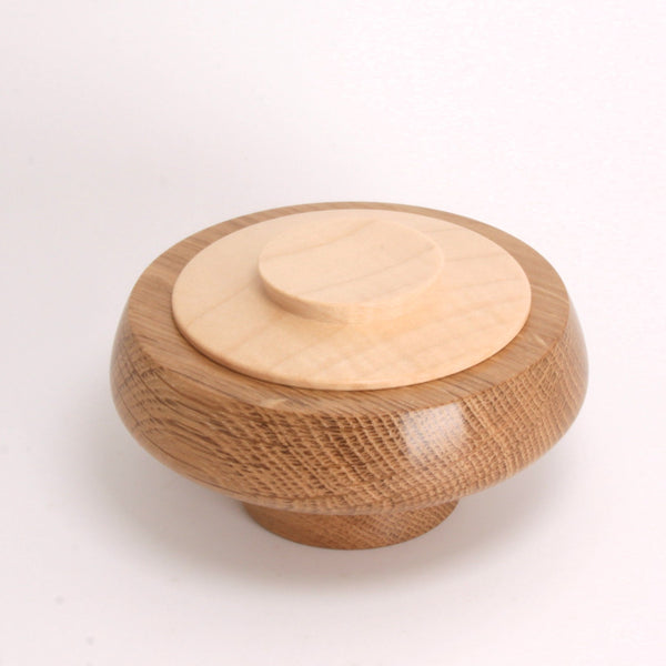 English Oak and Sycamore Pedestal Lidded Container