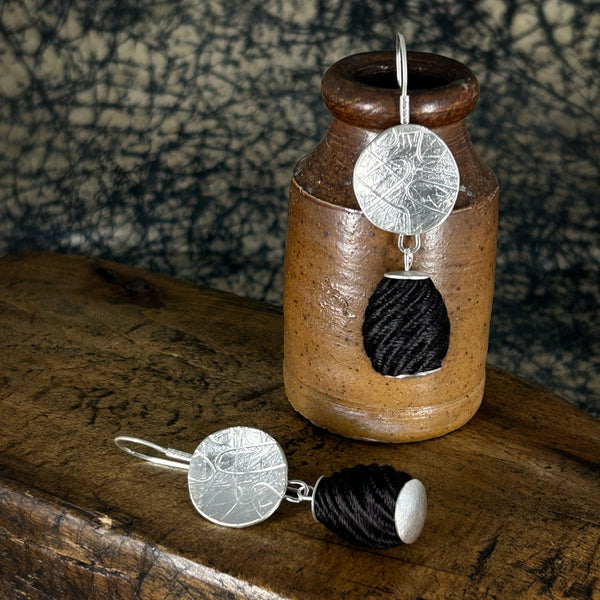 Antique silk drop earrings by Kate Wilkinson