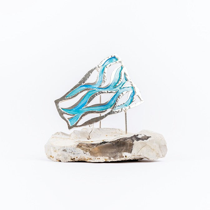 Enamelled 'braided river' brooch