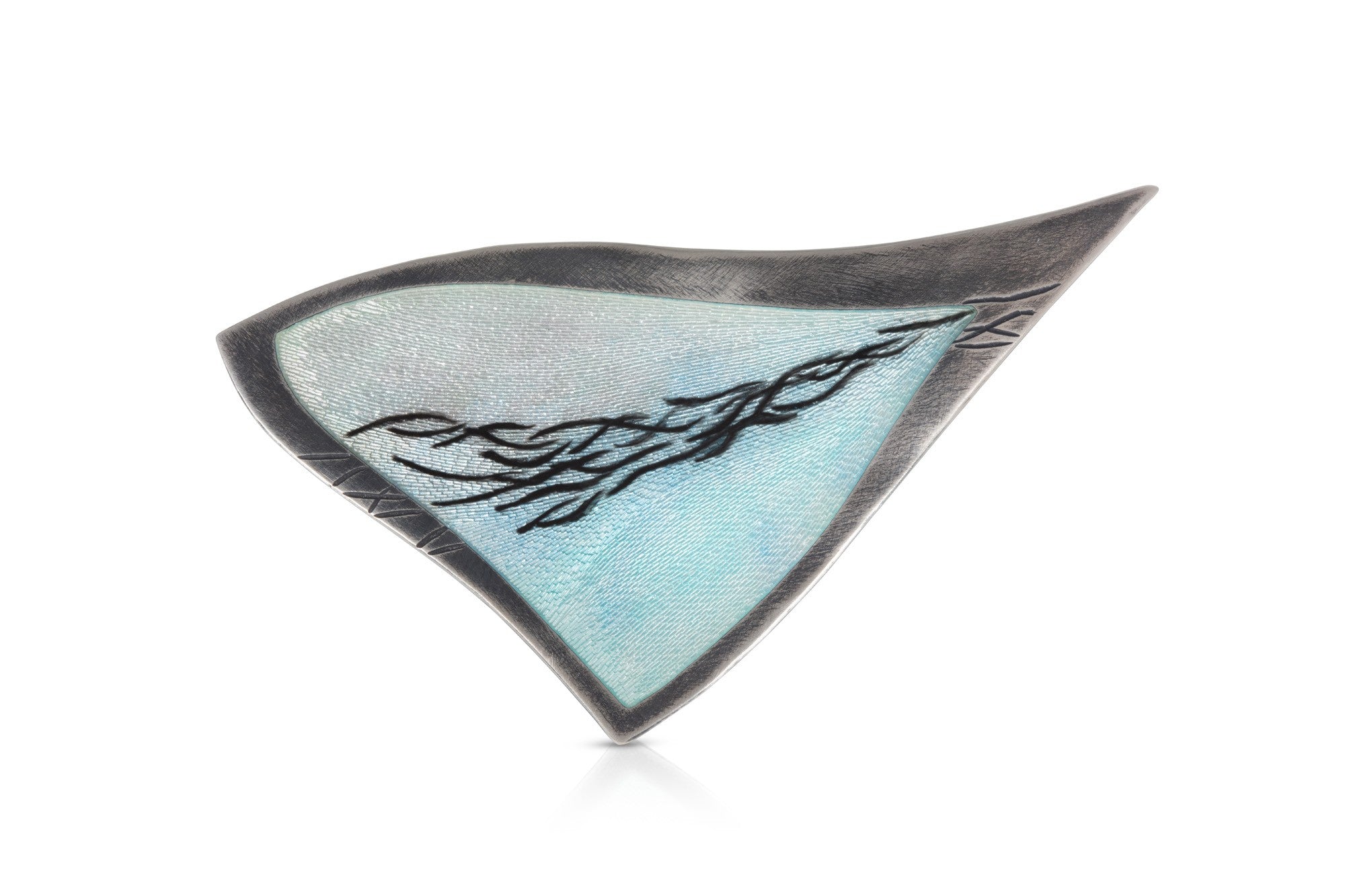 Enamelled 'sandeels' brooch