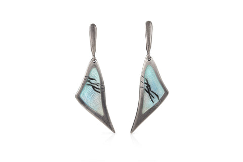 Enamelled 'sandeels' earrings