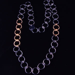 Silver and gold filled textured chain necklace