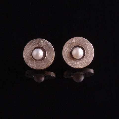 Small silver freshwater pearl stud earrings