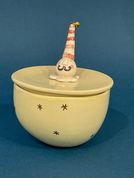 Cream lidded pot By Sophie Smith
