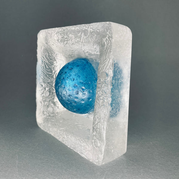 Blue Planet , cast glass sculpture by Tlws Johnson