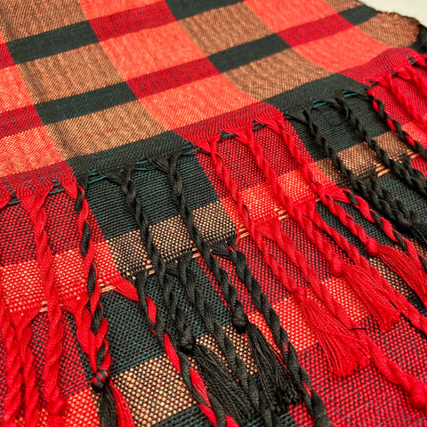 Light Red and black chequered scarf by Ann Brooks