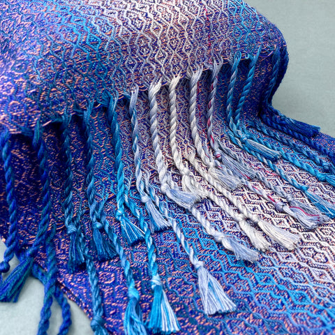Blue and orange scarf by Ann Brooks 