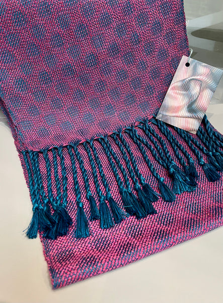 Raspberry and teal scarf by Ann Brooks 