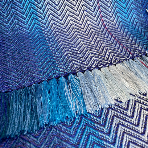 Shades of Blue Zig Zag scarf by Ann Brooks 