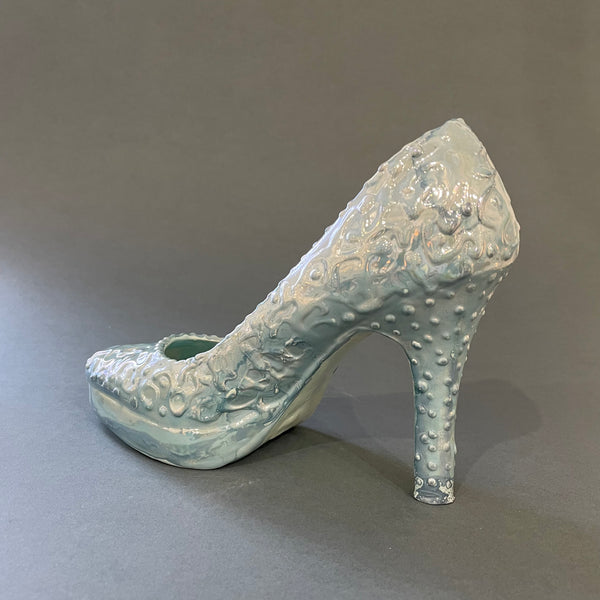 Blue-Green Lustre Ceramic Shoe