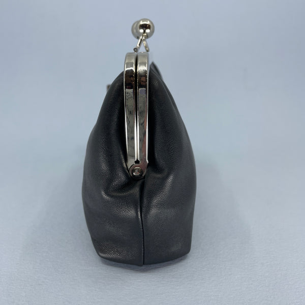 Other side view of the black leather purse
