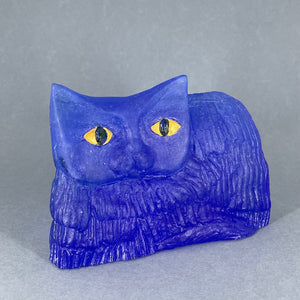 Big Blue Cat Cast Glass Tlws Johnson