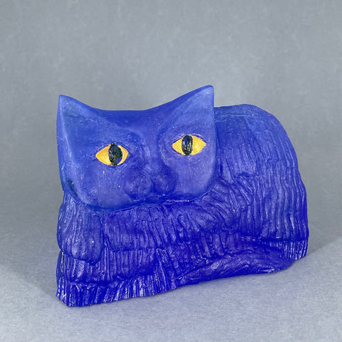 Big Blue Cat Cast Glass Tlws Johnson