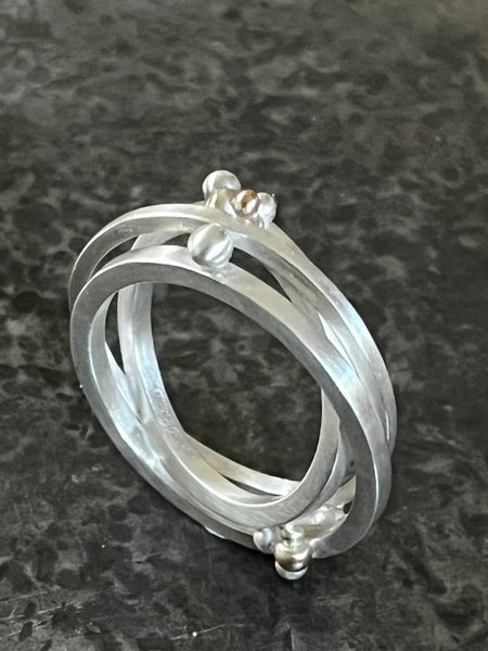 Waves & Boulder Ring - silver & gold