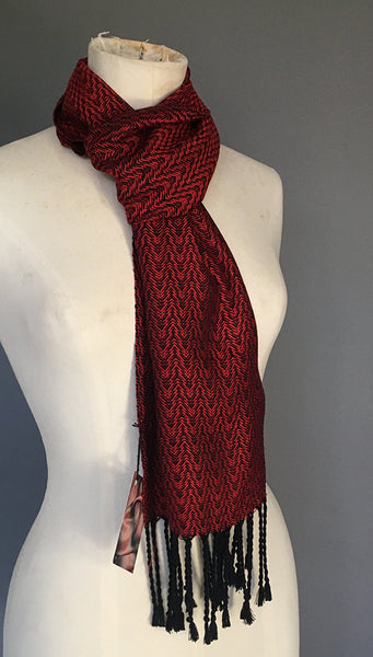 Back and Red silk scarf