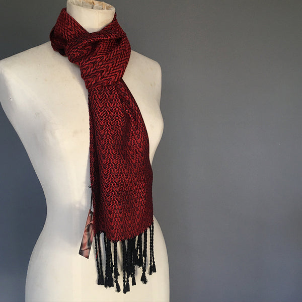 Back and Red silk scarf