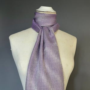 Lilac and silver grey handwoven scarf by Ann Brooks 
