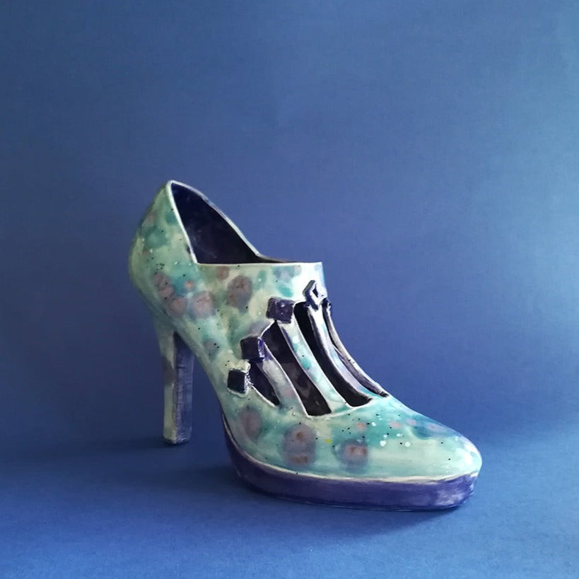 Blue Strappy Court Ceramic Shoe