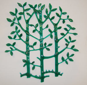 Green Foliage - fused glass wall hanging by Tlws Johnson