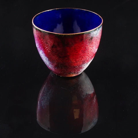 Red, Blue, White and green Enamelled Copper bowl