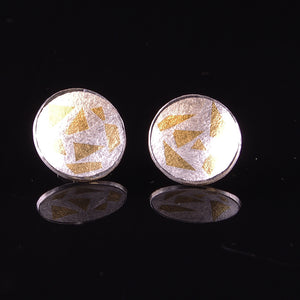 Silver and gold stud earrings