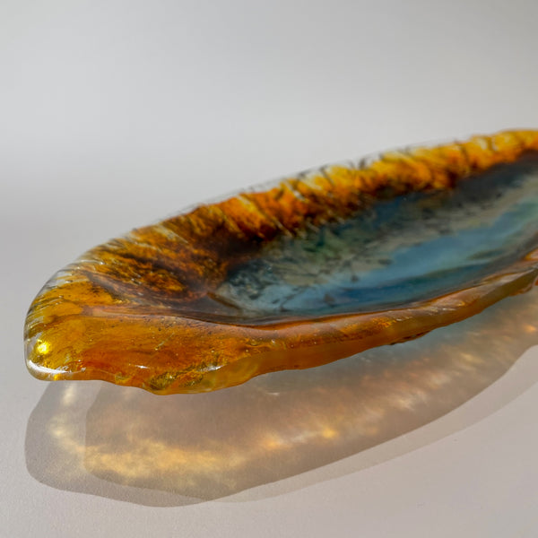 close up of Oval Fused Glass Vessel by Ewa Wawrzyniak
