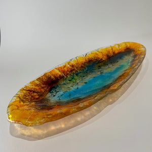 Oval fused glass vessel by Ewa Wawrzyniak