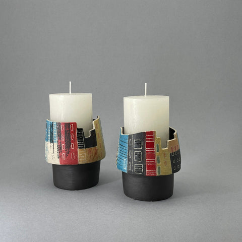 Abstract Buildings Candle Holders by Linda Cavill