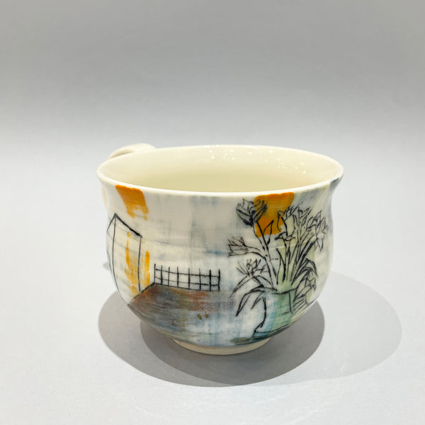 Boot and Flowers Porcelain Mug by Laura Manners