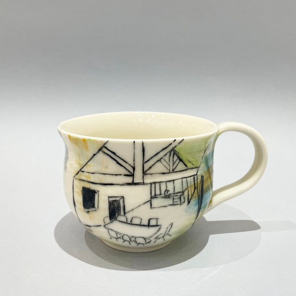 Boot and Flowers Porcelain Mug by Laura Manners
