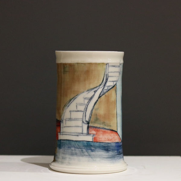 Tall Illustrated Vase - Porcelain