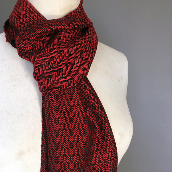 Back and Red silk scarf