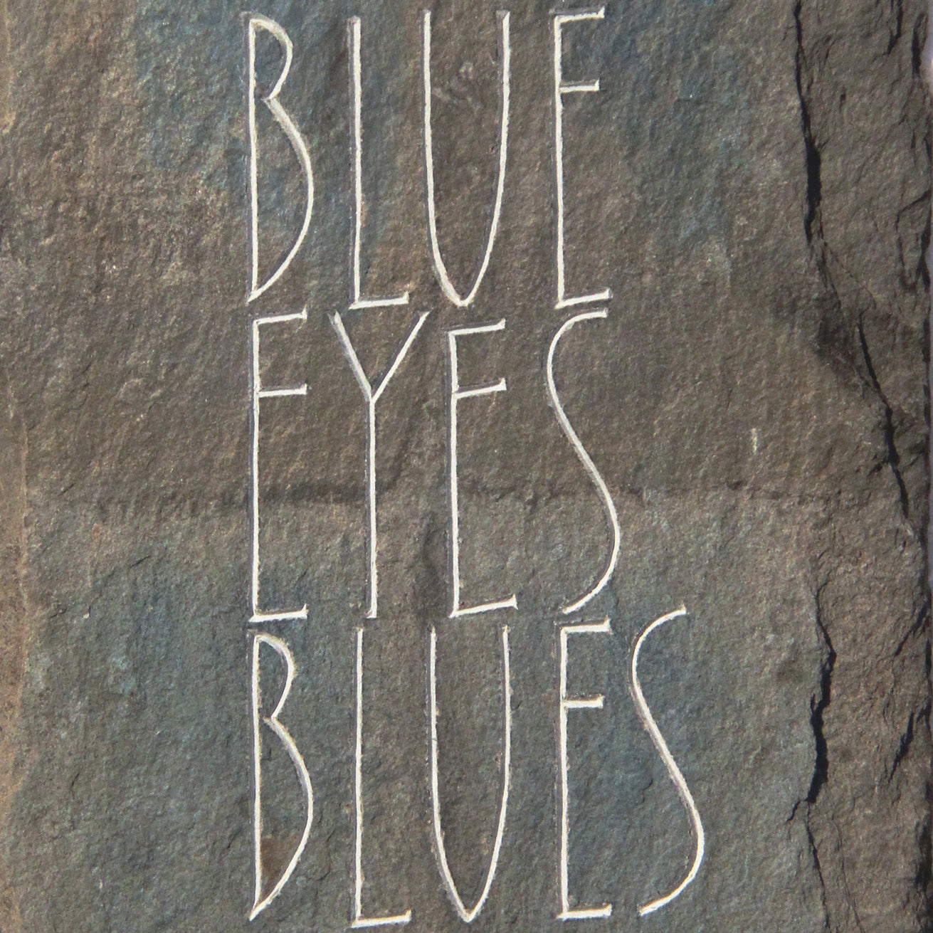 Blues eyes blues - carved green slate re-used roof tile by Annet Stirling
