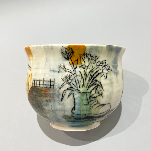Boot and Flowers Porcelain Mug by Laura Manners