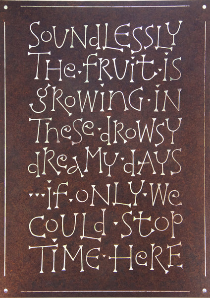 Seasons: summer. Laser-cut Corten steel by Annet Stirling