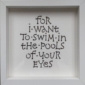 For I want to Swim - Corten steel letters on paper by Annet Stirling